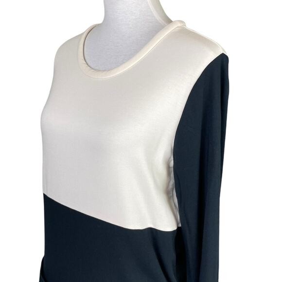 Townsen NWT Black Cream Colorblock Long Sleeve Soft Knit Elastic Hem Top - Picture 5 of 11